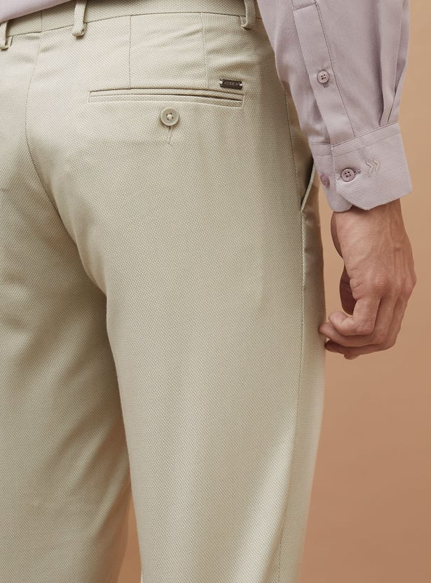 CODE Textured Regular Fit Formal Trousers