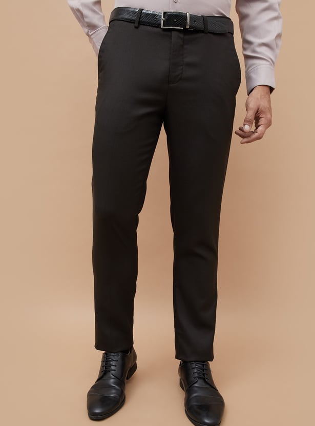 CODE Solid Slim Tapered Formal Trousers