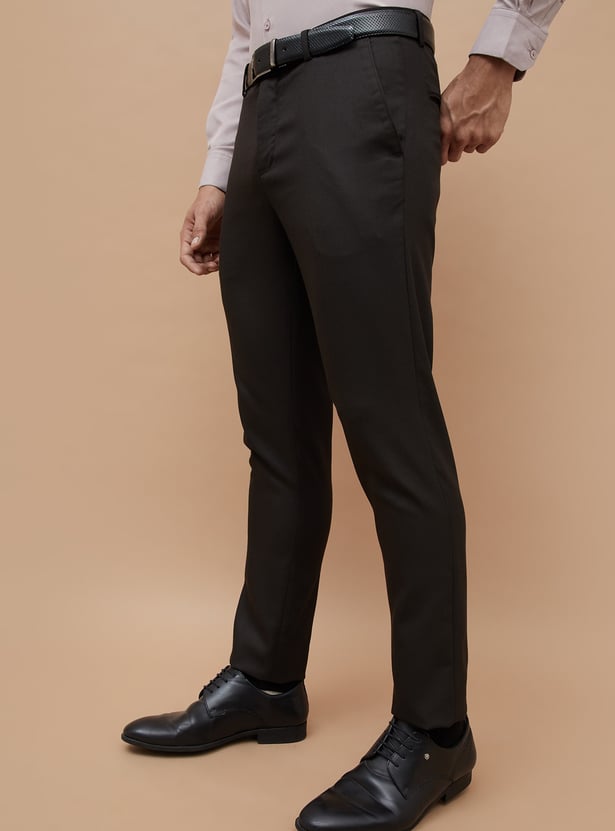 CODE Solid Slim Tapered Formal Trousers