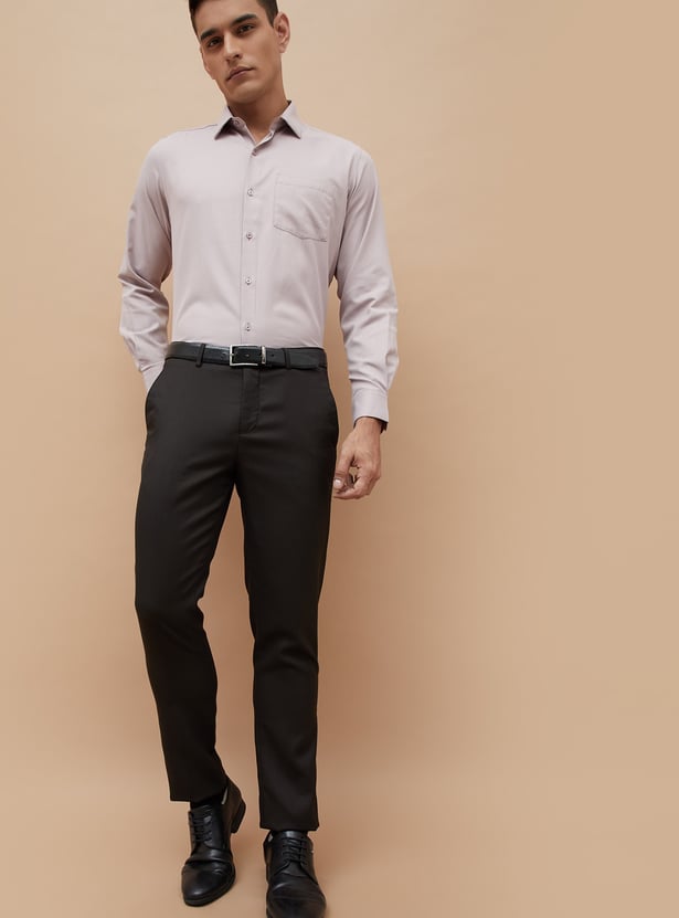 CODE Solid Slim Tapered Formal Trousers
