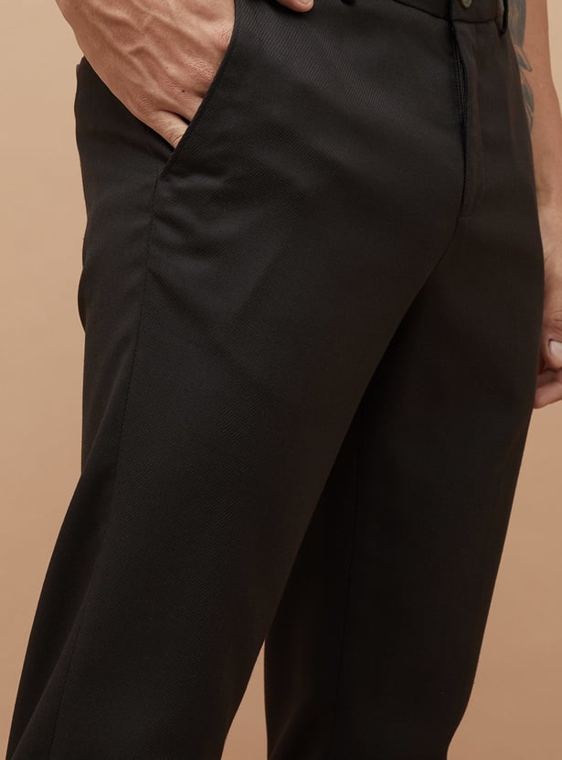 CODE Solid Slim Tapered Formal Trousers