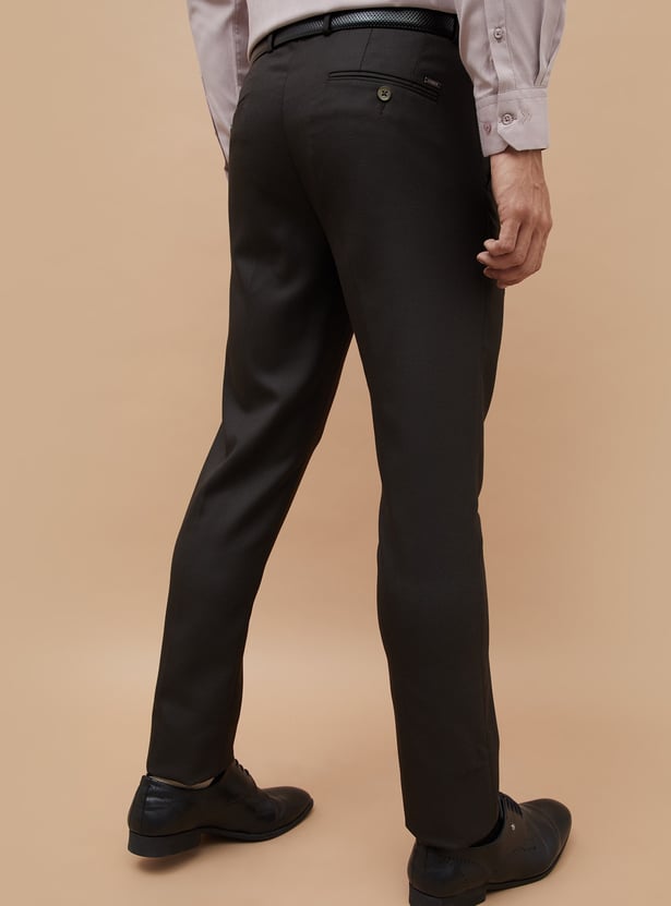 CODE Solid Slim Tapered Formal Trousers