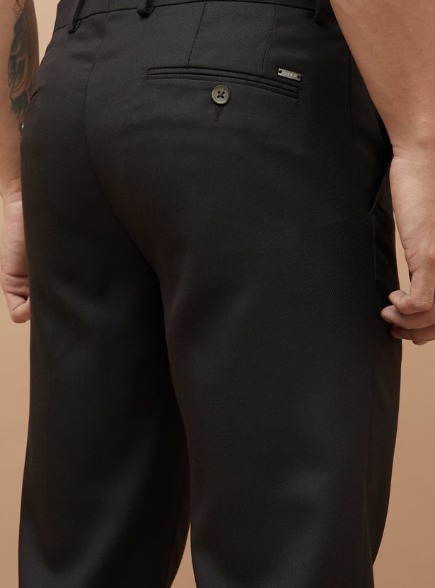 CODE Solid Slim Tapered Formal Trousers