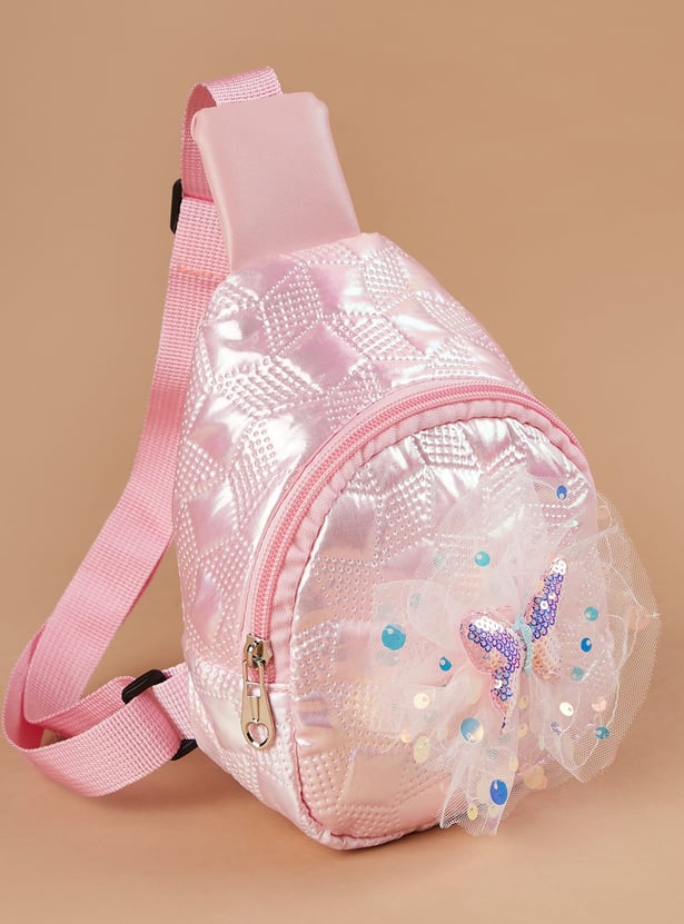 FAME FOREVER Quilted Crossbody Backpack with Bow