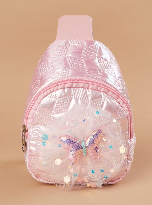 FAME FOREVER Quilted Crossbody Backpack with Bow