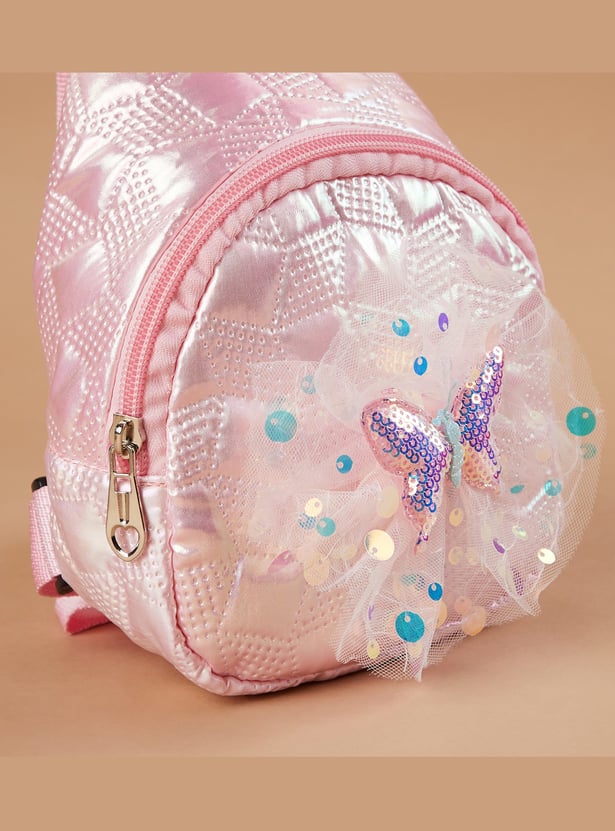 FAME FOREVER Quilted Crossbody Backpack with Bow