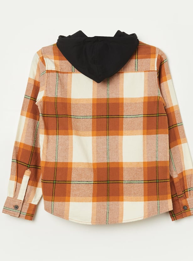 PEPE JEANS Boys Checked Hooded Shirt