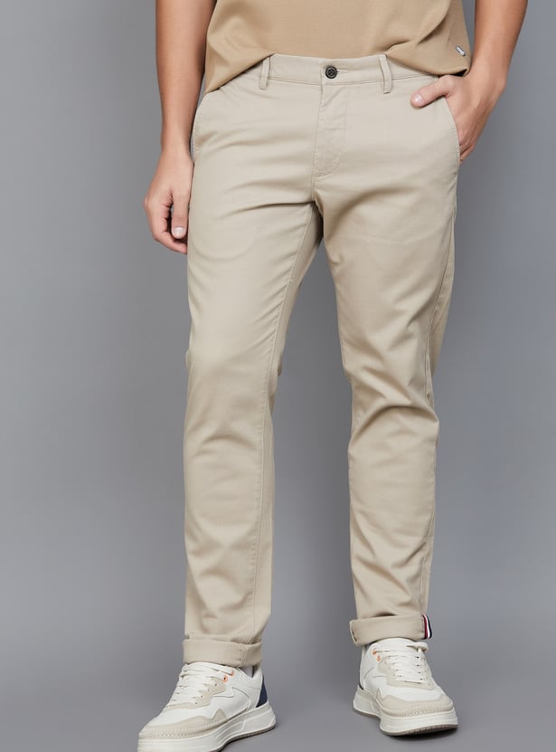 ARROW SPORT Solid Slim Tapered Trousers
