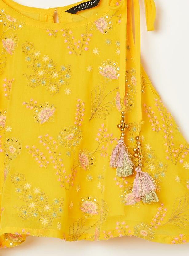 MELANGE Girls Embroidered Lehenga Set