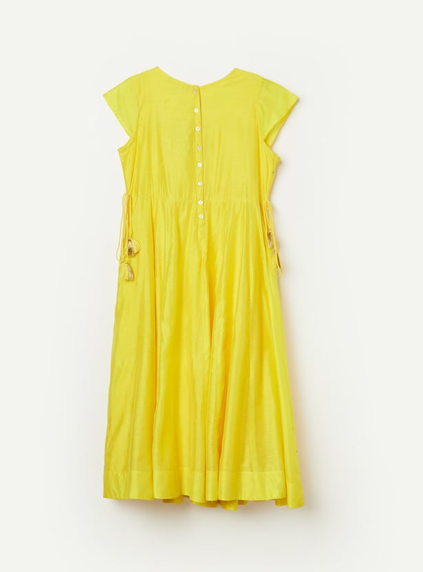 MELANGE Girls Embroidered A-Line Dress
