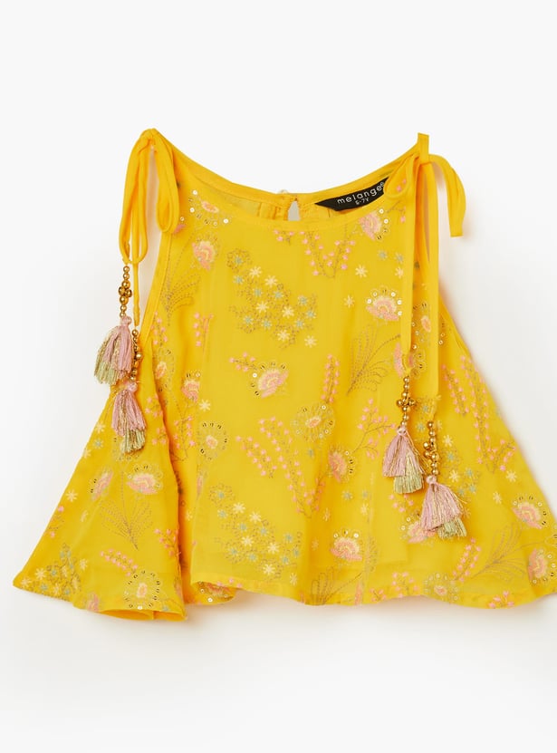 MELANGE Girls Embroidered Lehenga Set