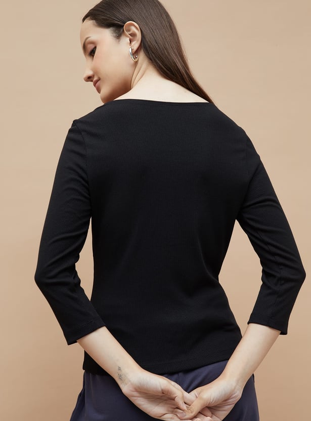 FAME FOREVER Ribbed Henley T-shirt