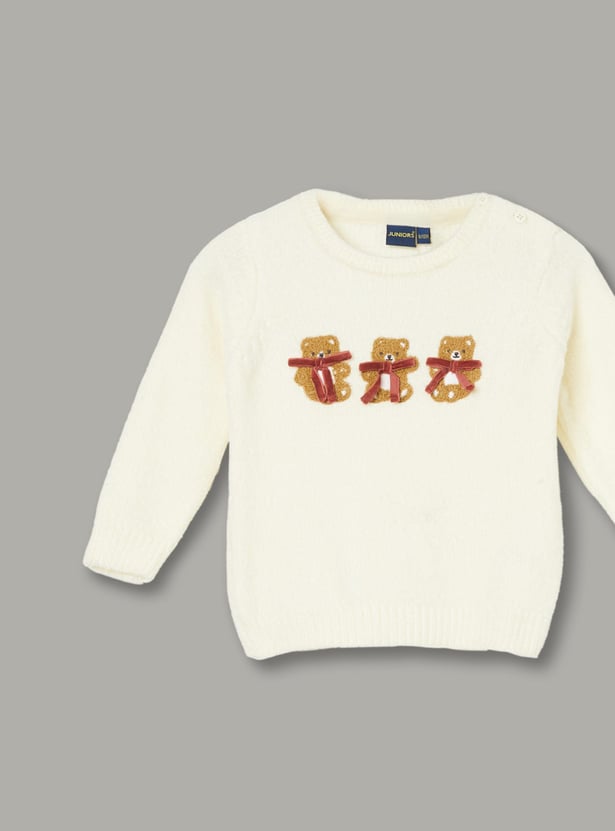 JUNIORS Girls Bear Applique Sweater