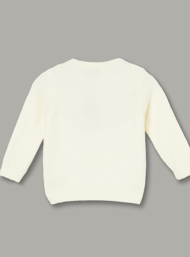 JUNIORS Girls Bear Applique Sweater