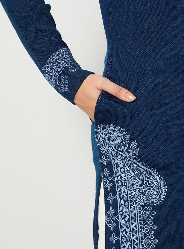 MELANGE Patterned Knit Winter Straight Kurta
