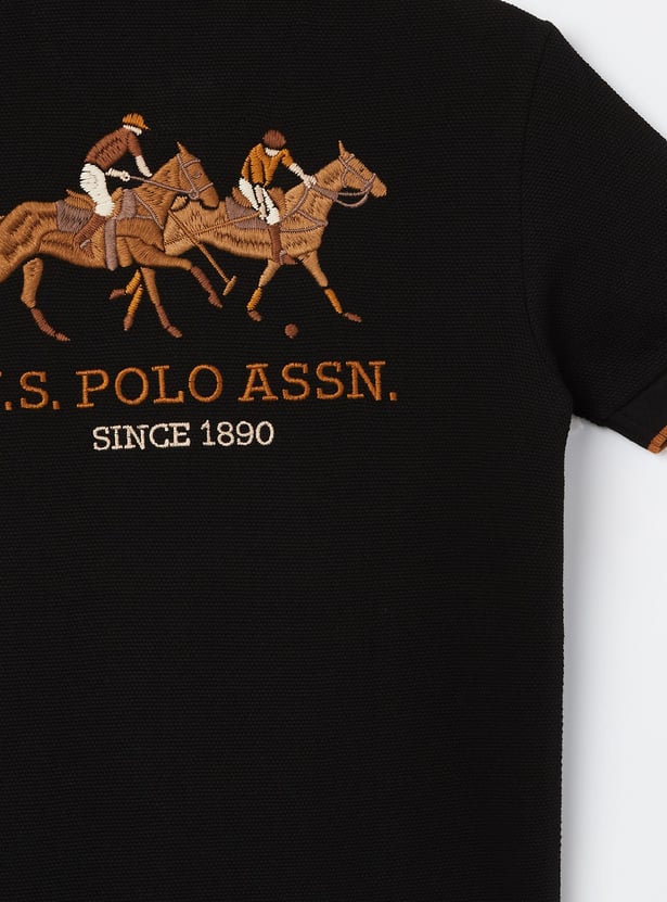 US POLO ASSN KIDS Boys Back Embroidered Polo T-shirt