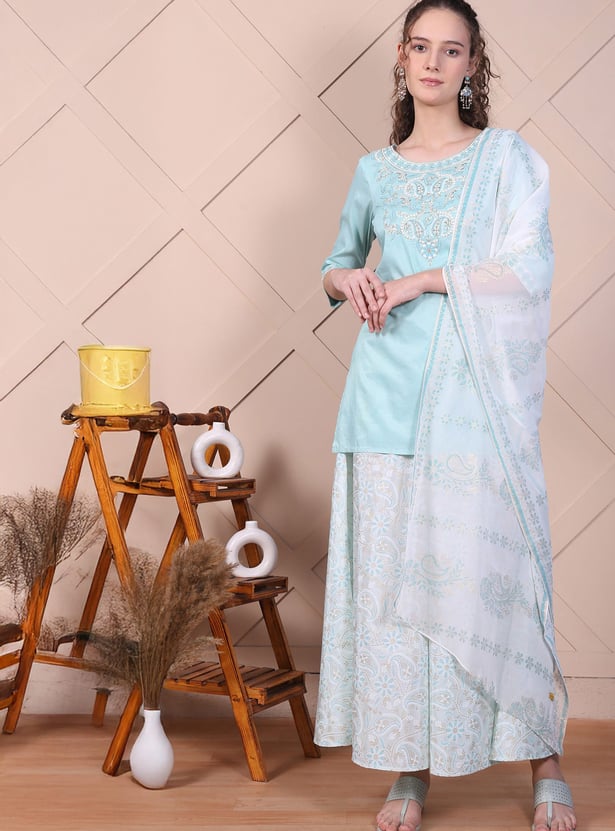 AURELIA Embroidered Palazzo Set