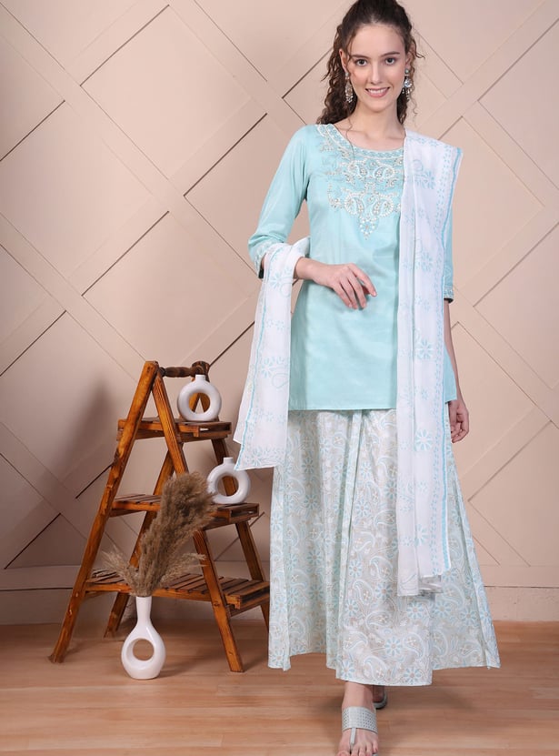 AURELIA Embroidered Palazzo Set