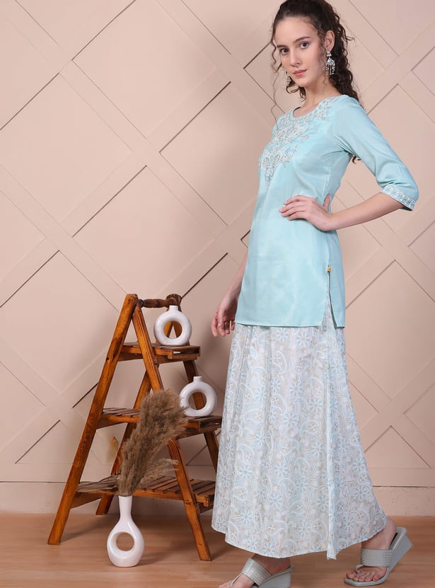 AURELIA Embroidered Palazzo Set