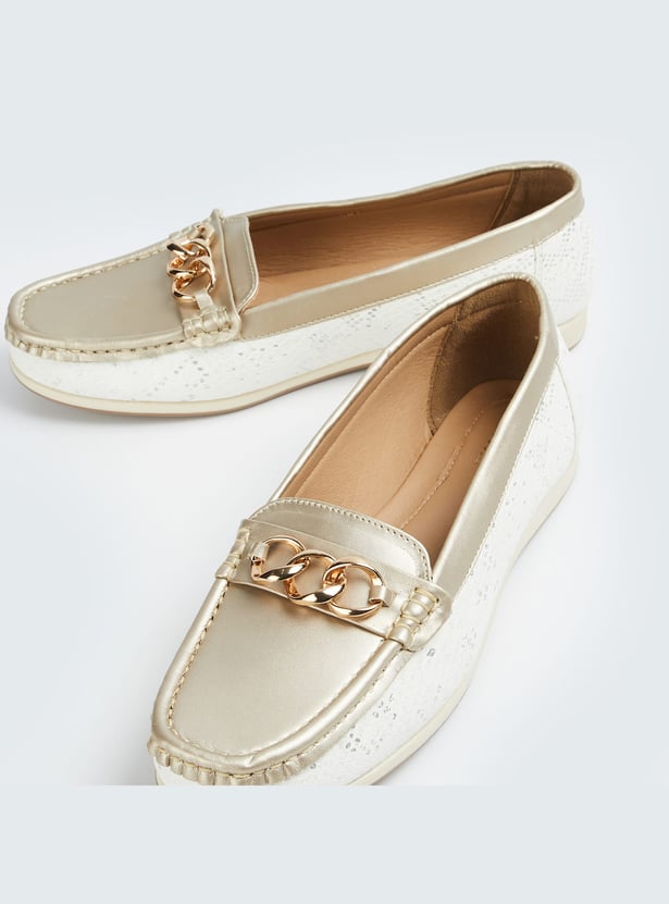 ALLEN SOLLY Embossed Chain Detail Ballerinas