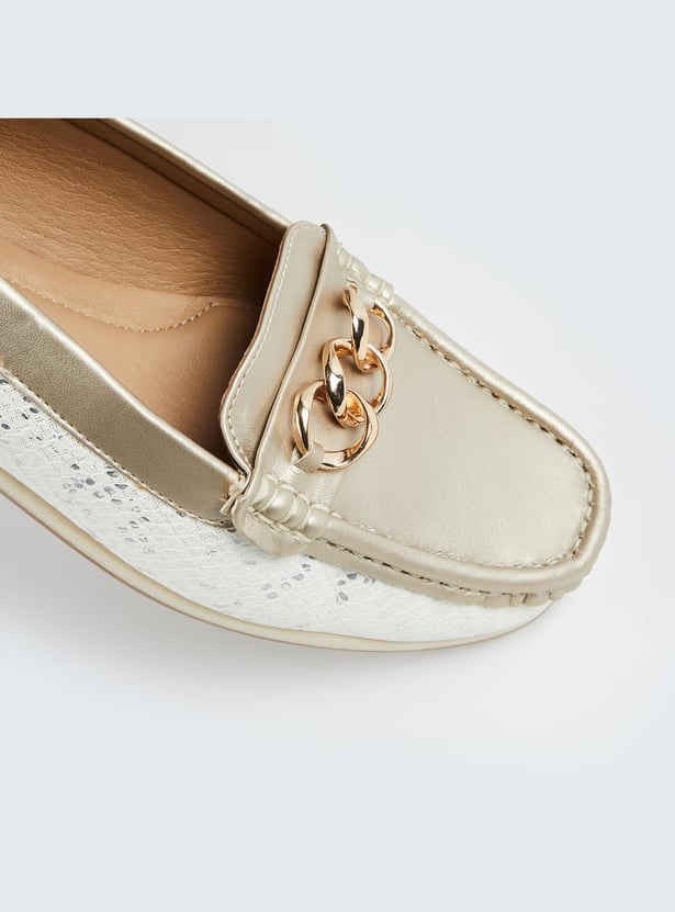 ALLEN SOLLY Embossed Chain Detail Ballerinas