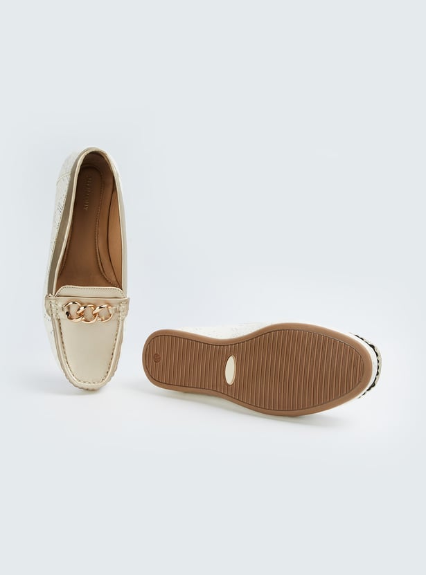 ALLEN SOLLY Embossed Chain Detail Ballerinas