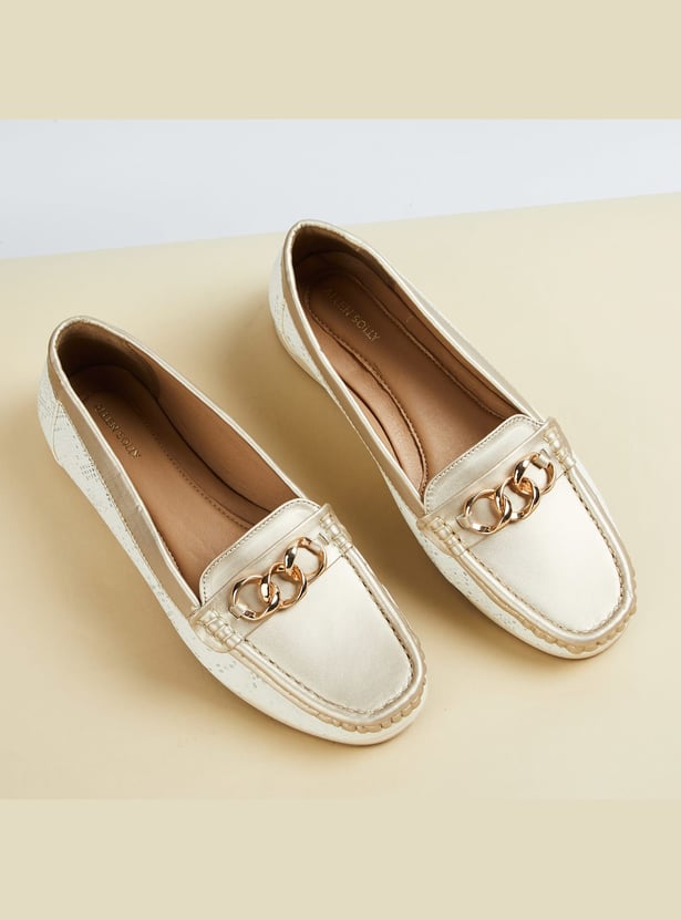 ALLEN SOLLY Embossed Chain Detail Ballerinas