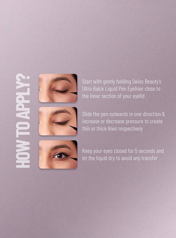 SWISS BEAUTY Ultra Black Liquid Pen Eyeliner - 0.8ml