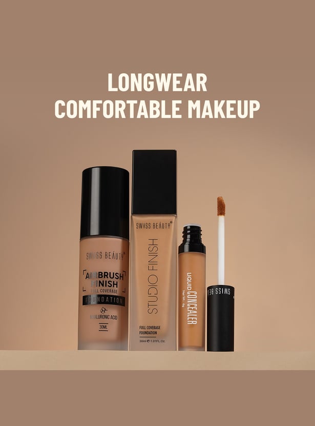 SWISS BEAUTY Studio Finish Full Coverage Foundation 03 Natural Beige - 30ml