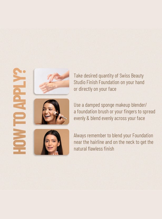 SWISS BEAUTY Studio Finish Full Coverage Foundation 03 Natural Beige - 30ml