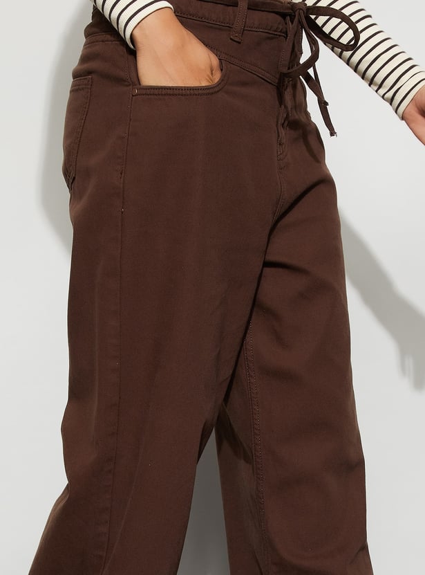 GINGER Solid Wide Leg Jeans