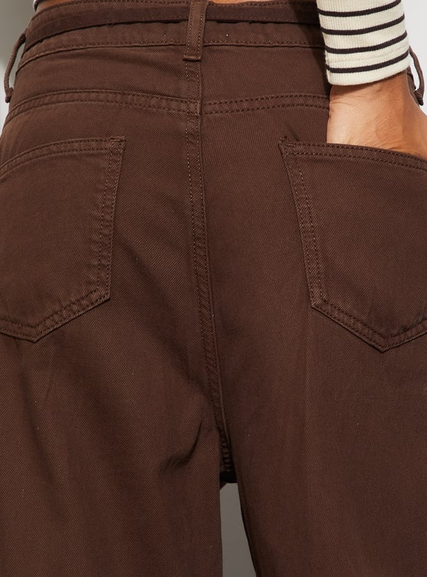 GINGER Solid Wide Leg Jeans