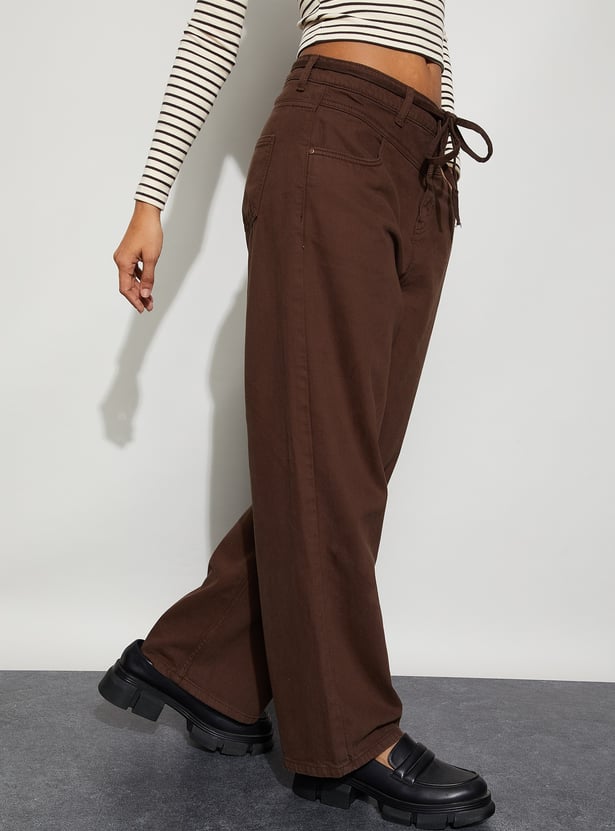 GINGER Solid Wide Leg Jeans