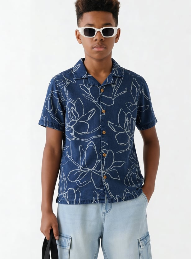 FAME FOREVER Boys Floral Print Shirt