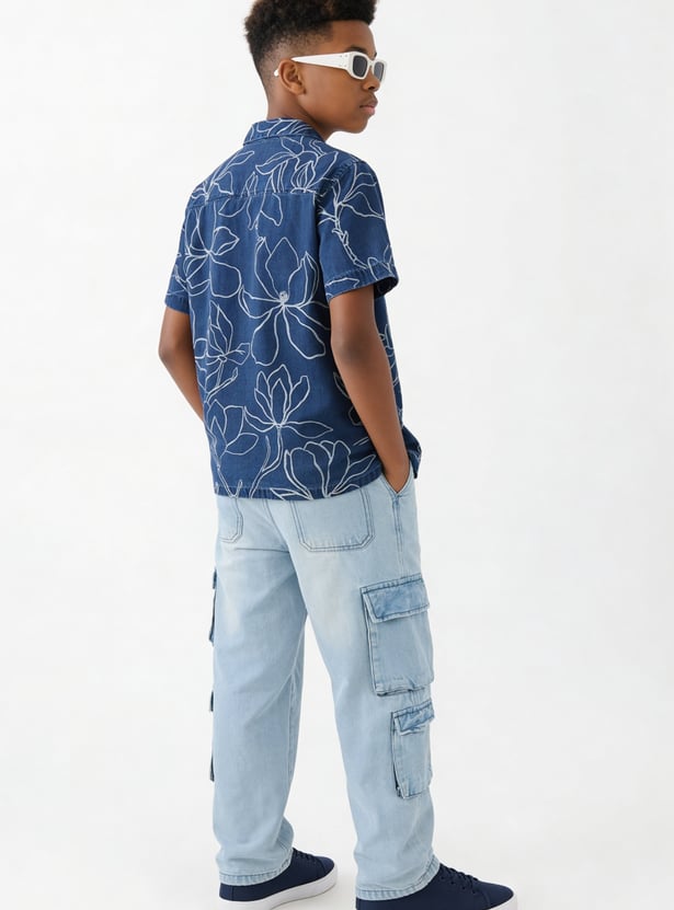 FAME FOREVER Boys Floral Print Shirt