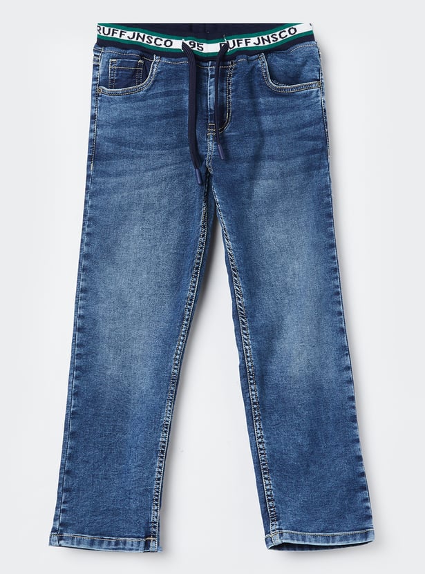 RUFF KIDS Boys Medium Wash Regular Fit Drawstring Jeans