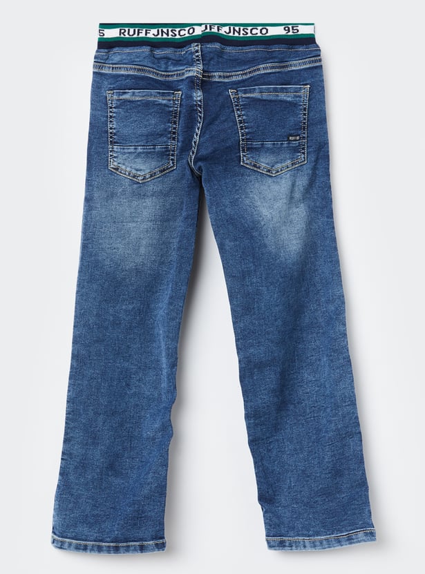 RUFF KIDS Boys Medium Wash Regular Fit Drawstring Jeans