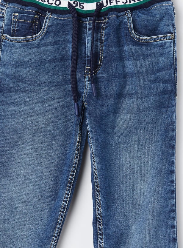 RUFF KIDS Boys Medium Wash Regular Fit Drawstring Jeans