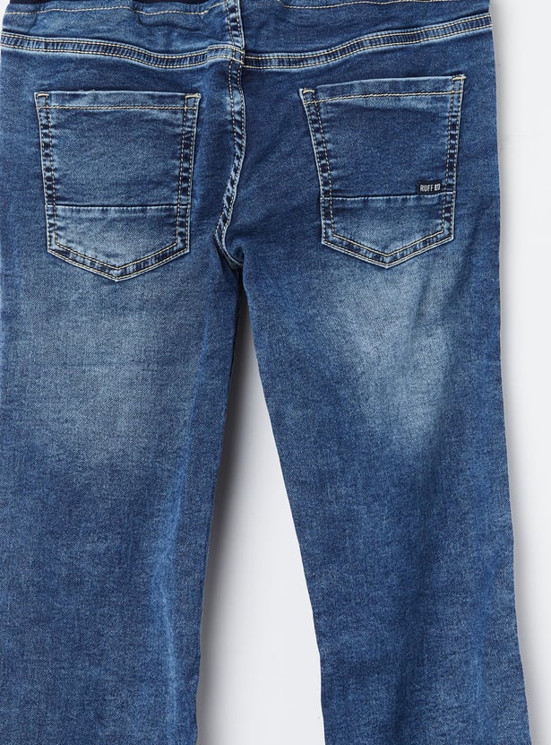 RUFF KIDS Boys Medium Wash Regular Fit Drawstring Jeans