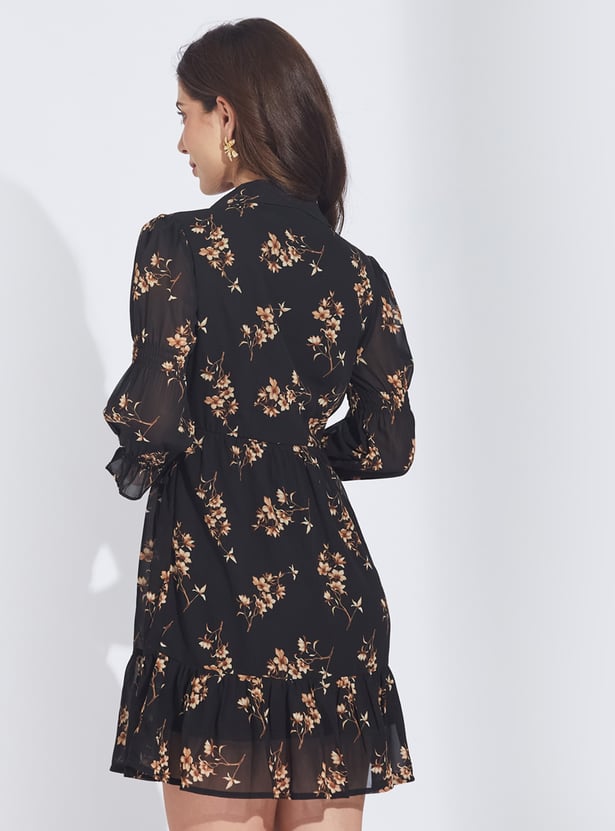LATIN QUARTERS Floral Print Keyhole Neck Midi Dress