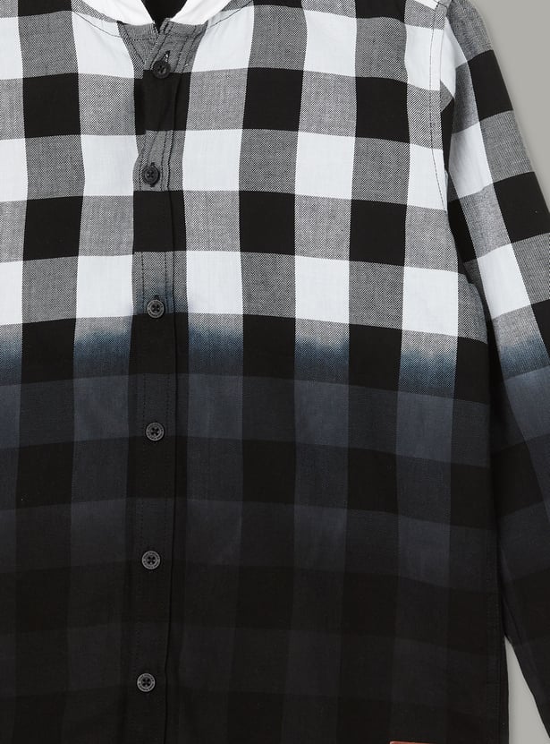 FAME FOREVER Boys Checked Hooded Shirt