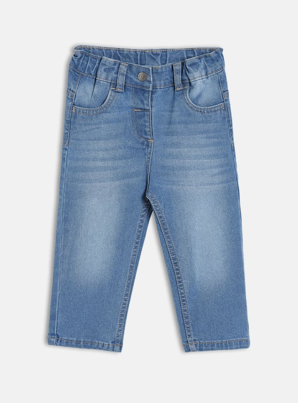 FS MINI KLUB Girls Floral Embroidered Jeans