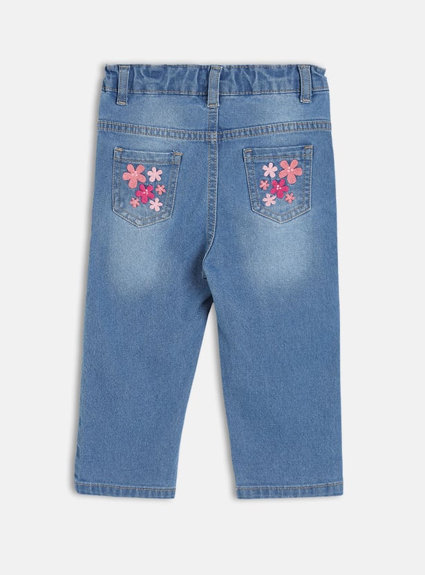 FS MINI KLUB Girls Floral Embroidered Jeans