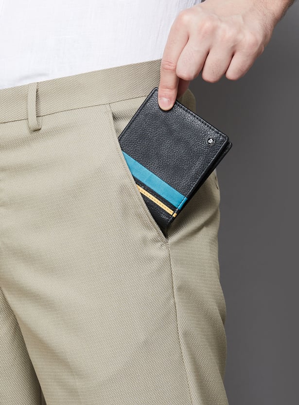 LOUIS PHILIPPE Colourblock Leather Bi-Fold Wallet