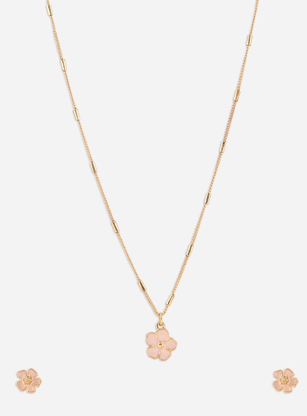 TONIQ Floral Design Necklace and Earrings Set