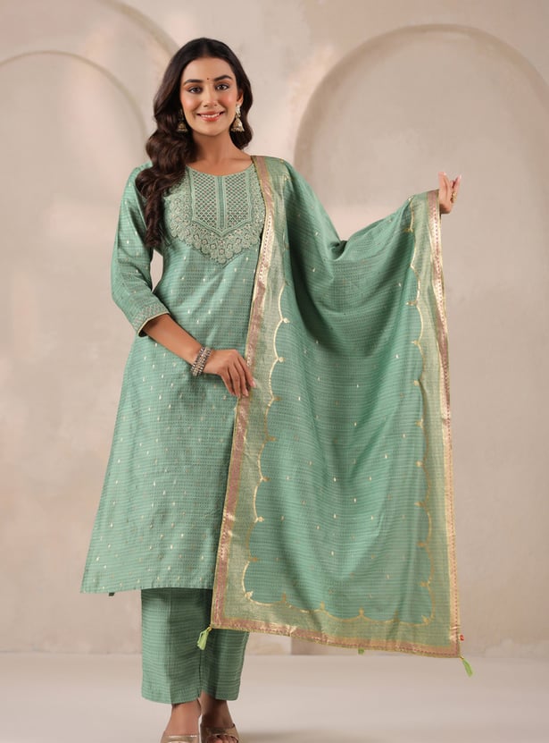SPAN Foil Print Dupatta with Tassels
