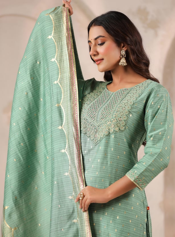 SPAN Foil Print Dupatta with Tassels