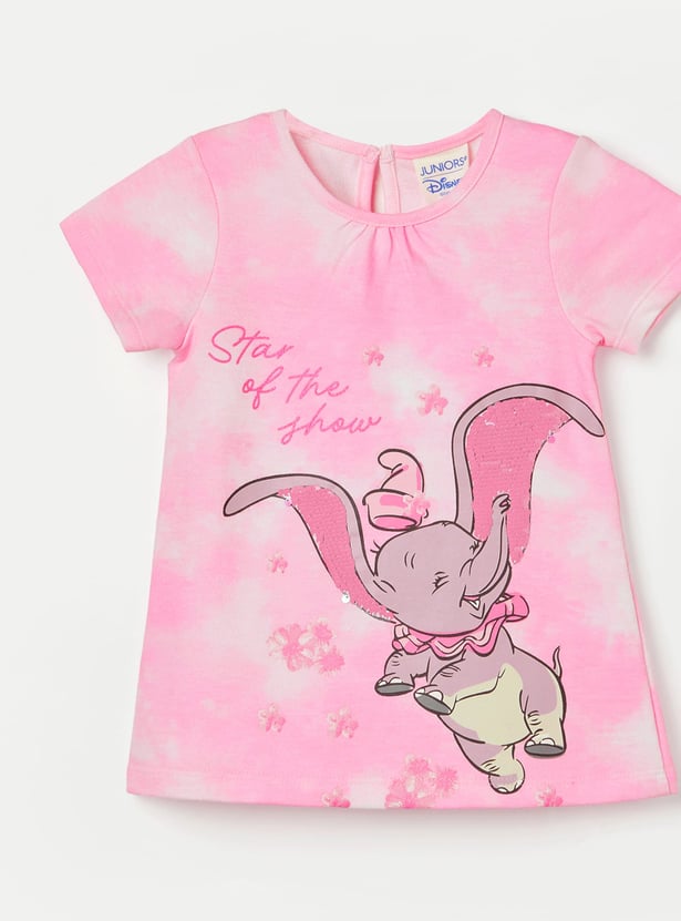 JUNIORS Girls Dumbo Sequined T-shirt Dress