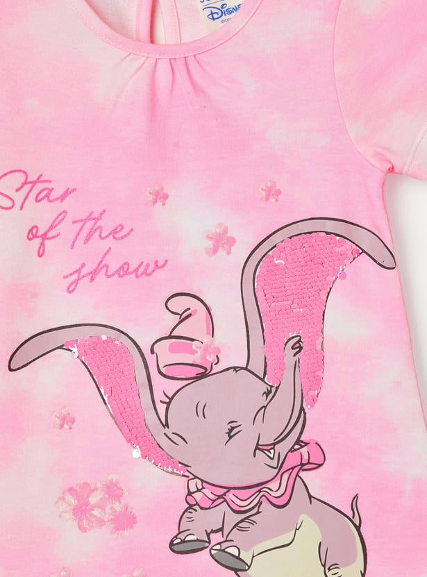JUNIORS Girls Dumbo Sequined T-shirt Dress