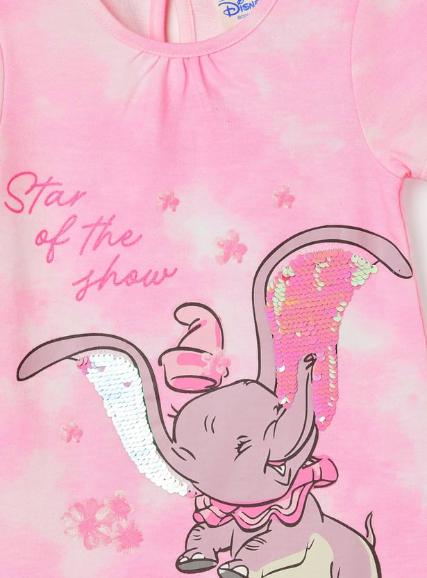 JUNIORS Girls Dumbo Sequined T-shirt Dress